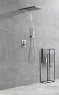 Shower System,Waterfall Rainfall Shower Head With Handheld, Shower Faucet Set For Bathroom Wall Mounted Brushed Nickel Brass