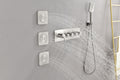 Wall Mounted Waterfall Rain Shower System With 3 Body Sprays & Handheld Shower Brushed Nickel Brass