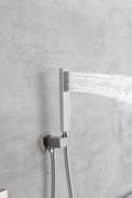 Shower System,Waterfall Rainfall Shower Head With Handheld, Shower Faucet Set For Bathroom Wall Mounted Brushed Nickel Brass