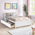 Full Size Wood Platform Bed Frame With 4 Storage Drawers And Headboard Of White Color For All Ages White Solid Wood