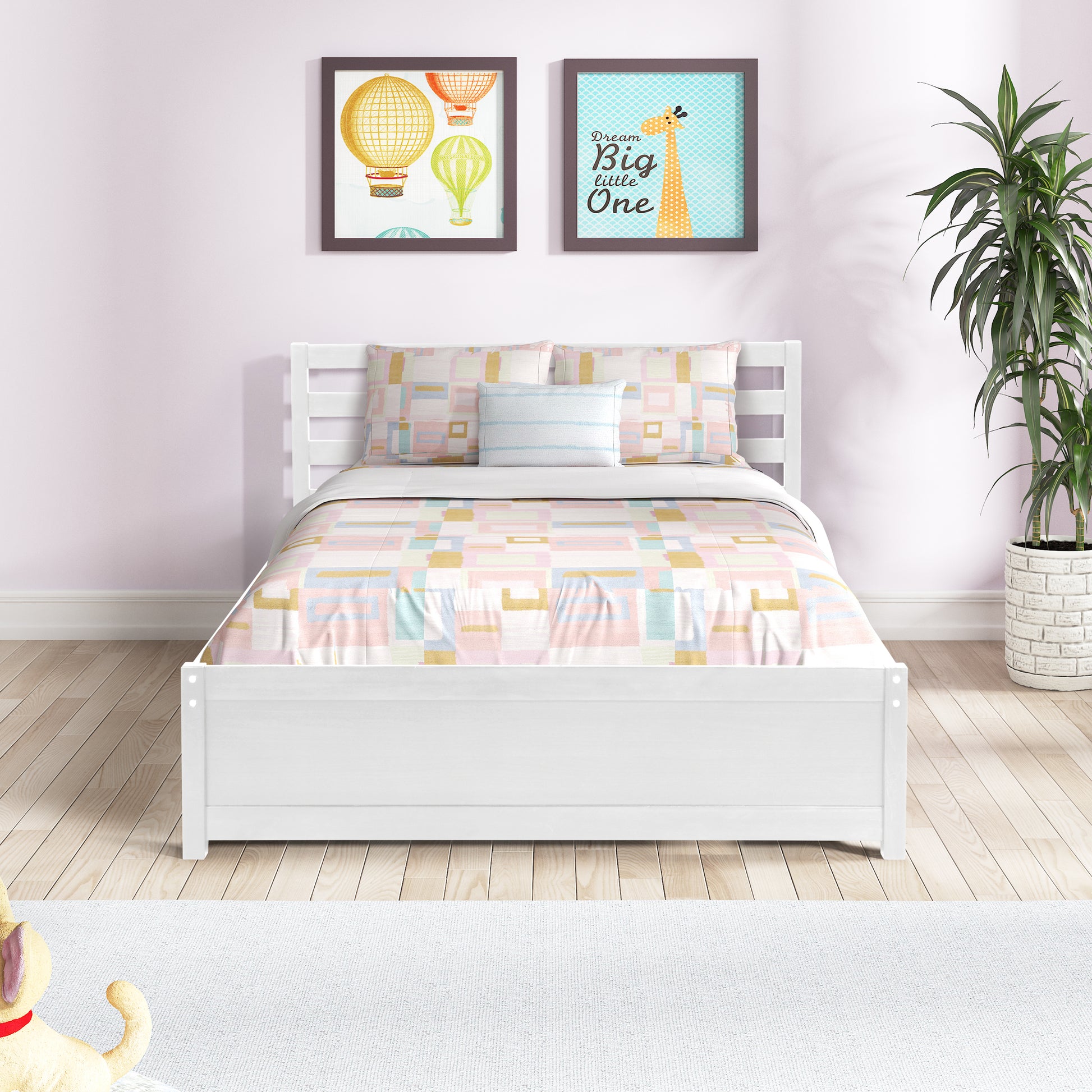 Full Size Wood Platform Bed Frame With 4 Storage Drawers And Headboard Of White Color For All Ages White Solid Wood