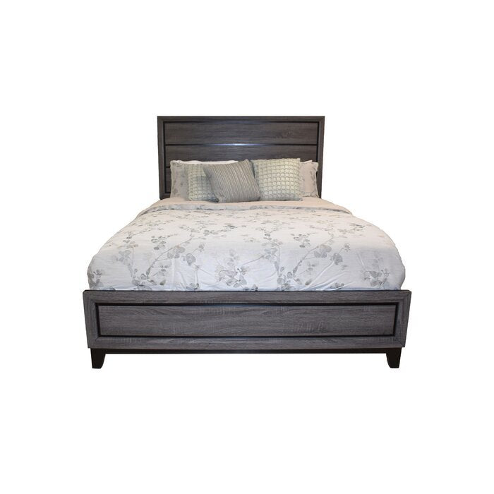 Sierra Queen Size Contemporary Bed Made With Wood In Gray Box Spring Required Queen Gray Wood Bedroom Modern Wood