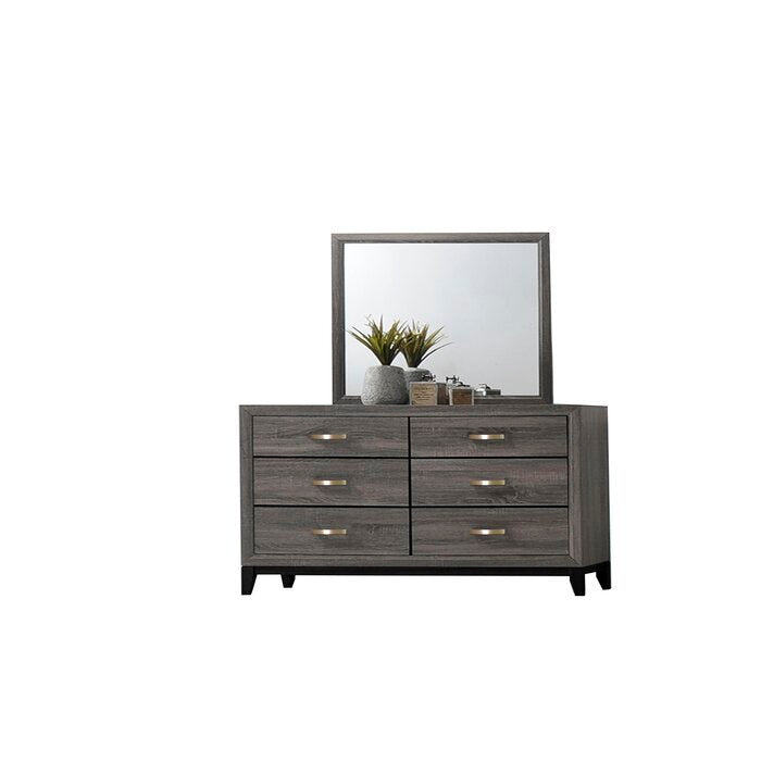 Sierra King 4 Pc Contemporary Bedroom Set Made With Wood In Gray Box Spring Required King Gray Wood 4 Piece Set Bedroom Bed Included,Dresser Included,Mirror Included,Nightstand Included Modern Wood