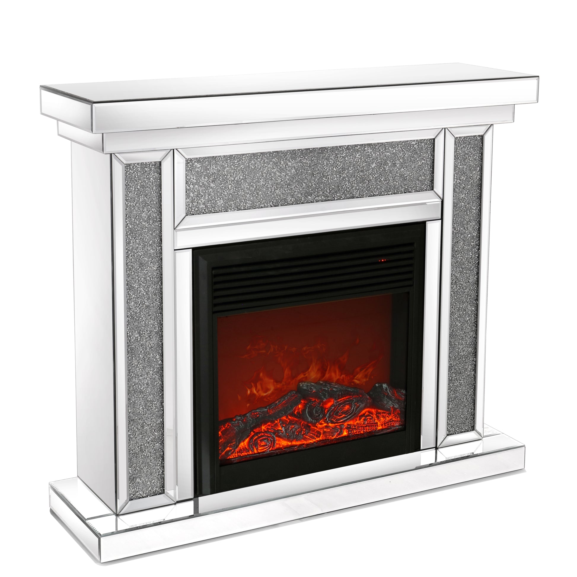 W 47 Inch X D 12.6 Inch X H 41.7 Inch Acrylic Diamond Mirror Mantelpiece, Separate Mantelpiece Built In Filling: Acrylic High Imitation Drill, 1500 W Electric Heating Furnace Powder Coated Electric Primary Living Space Yes Freestanding Electric Up To 40