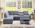 Orisfur. Modern Sectional Sofa With Reversible Chaise, L Shaped Couch Set With Storage Ottoman And Two Cup Holders For Living Room Gray Foam Velvet