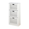 Wooden Shoe Cabinet For Entryway, White Shoe Storage Cabinet With 3 Flip Doors 20.94X9.45X43.11 Inch White Mdf