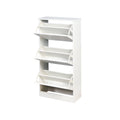 Wooden Shoe Cabinet For Entryway, White Shoe Storage Cabinet With 3 Flip Doors 20.94X9.45X43.11 Inch White Mdf