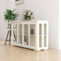 Kitchen Storage Stand Cupboard With Glass Door White White Mdf