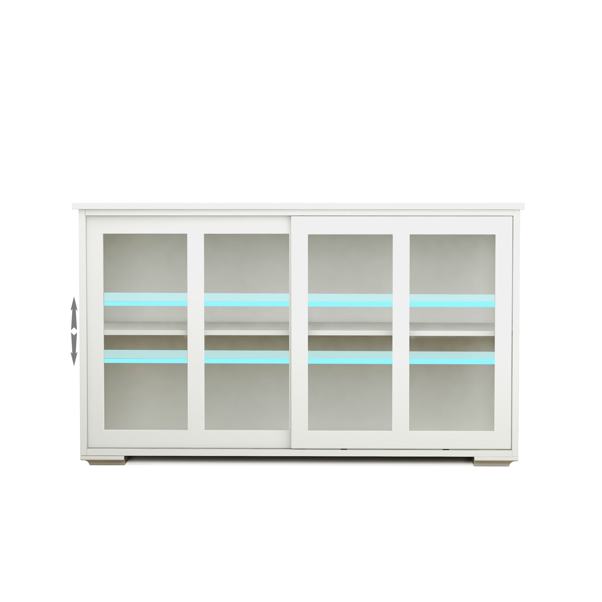 Kitchen Storage Stand Cupboard With Glass Door White White Mdf