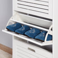 Wooden Shoe Cabinet For Entryway, White Shoe Storage Cabinet With 3 Flip Doors 20.94X9.45X43.11 Inch White Mdf