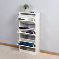 Wooden Shoe Cabinet For Entryway, White Shoe Storage Cabinet With 3 Flip Doors 20.94X9.45X43.11 Inch White Mdf