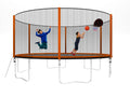 14Ft Powder Coated Advanced Trampoline With Basketball Hoop Inflator And Ladder Outer Safety Enclosure Orange Orange Steel