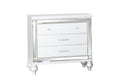 Sterling Mirror Framed Nightstand Made With Wood In White White 3 Drawers Bedroom Contemporary,Modern Wood