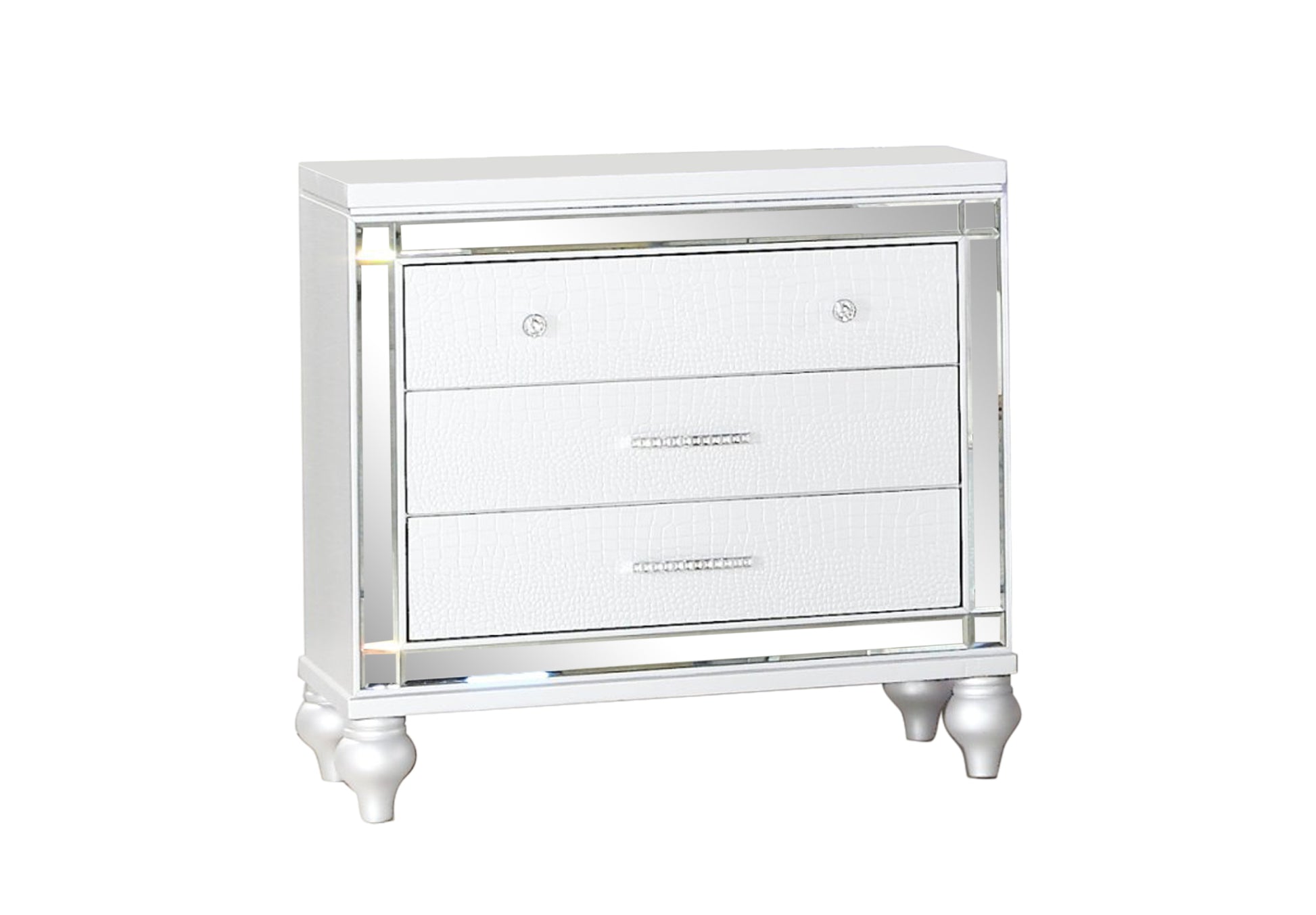 Sterling King 4 Pc Led Bedroom Set Made With Wood In White Color King White Wood 4 Piece Set Bedroom Bed Included,Dresser Included,Mirror Included,Nightstand Included Contemporary,Modern Wood
