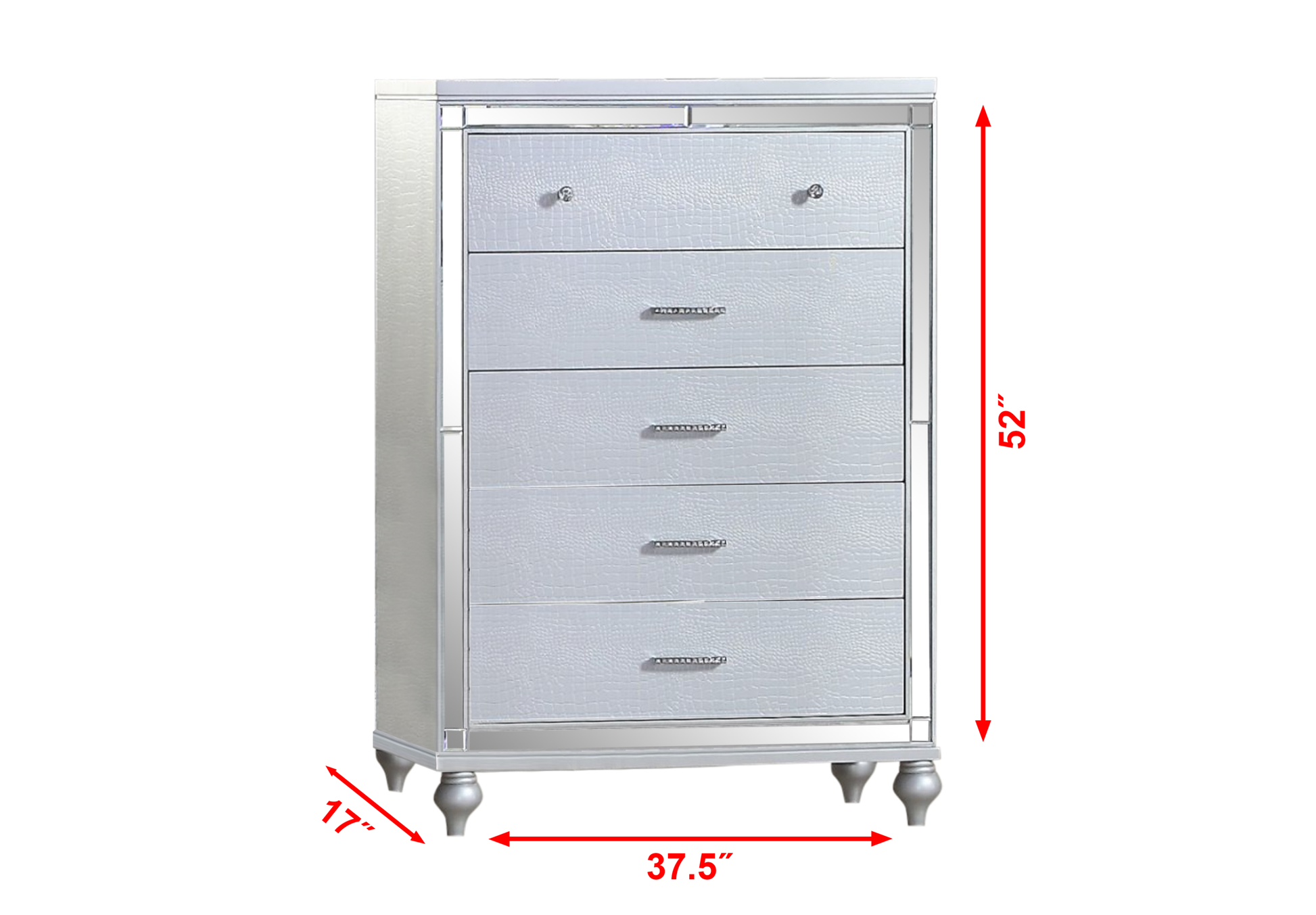 Sterling King 5 Pc Led Bedroom Set Made With Wood In White Color King White Wood 5 Piece Set Bedroom Bed Included,Chest Included,Dresser Included,Mirror Included,Nightstand Included Contemporary,Modern Wood