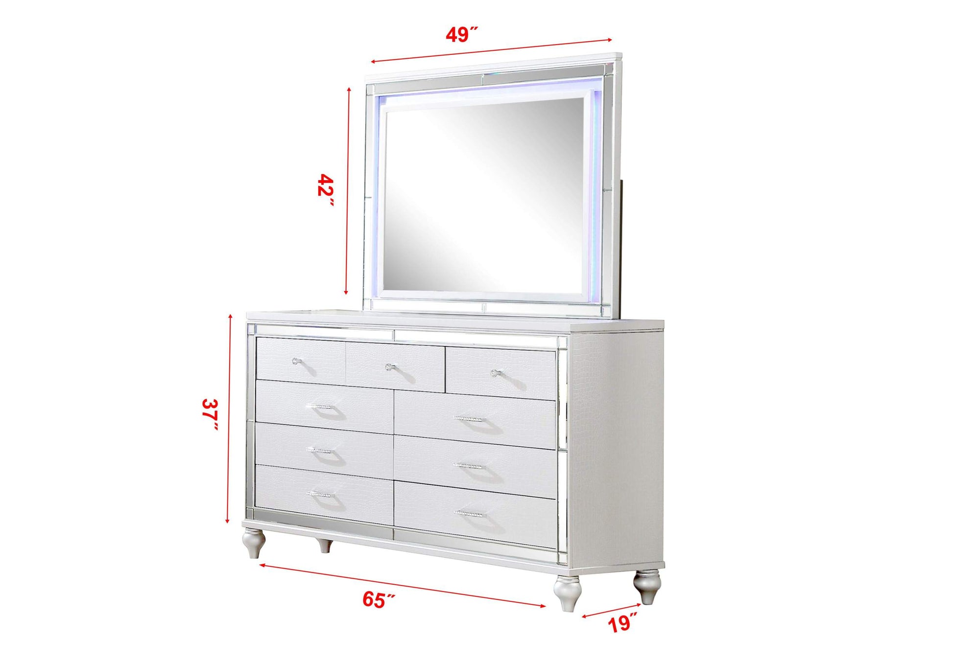 Sterling King 5 Pc Led Bedroom Set Made With Wood In White Color King White Wood 5 Piece Set Bedroom Bed Included,Chest Included,Dresser Included,Mirror Included,Nightstand Included Contemporary,Modern Wood