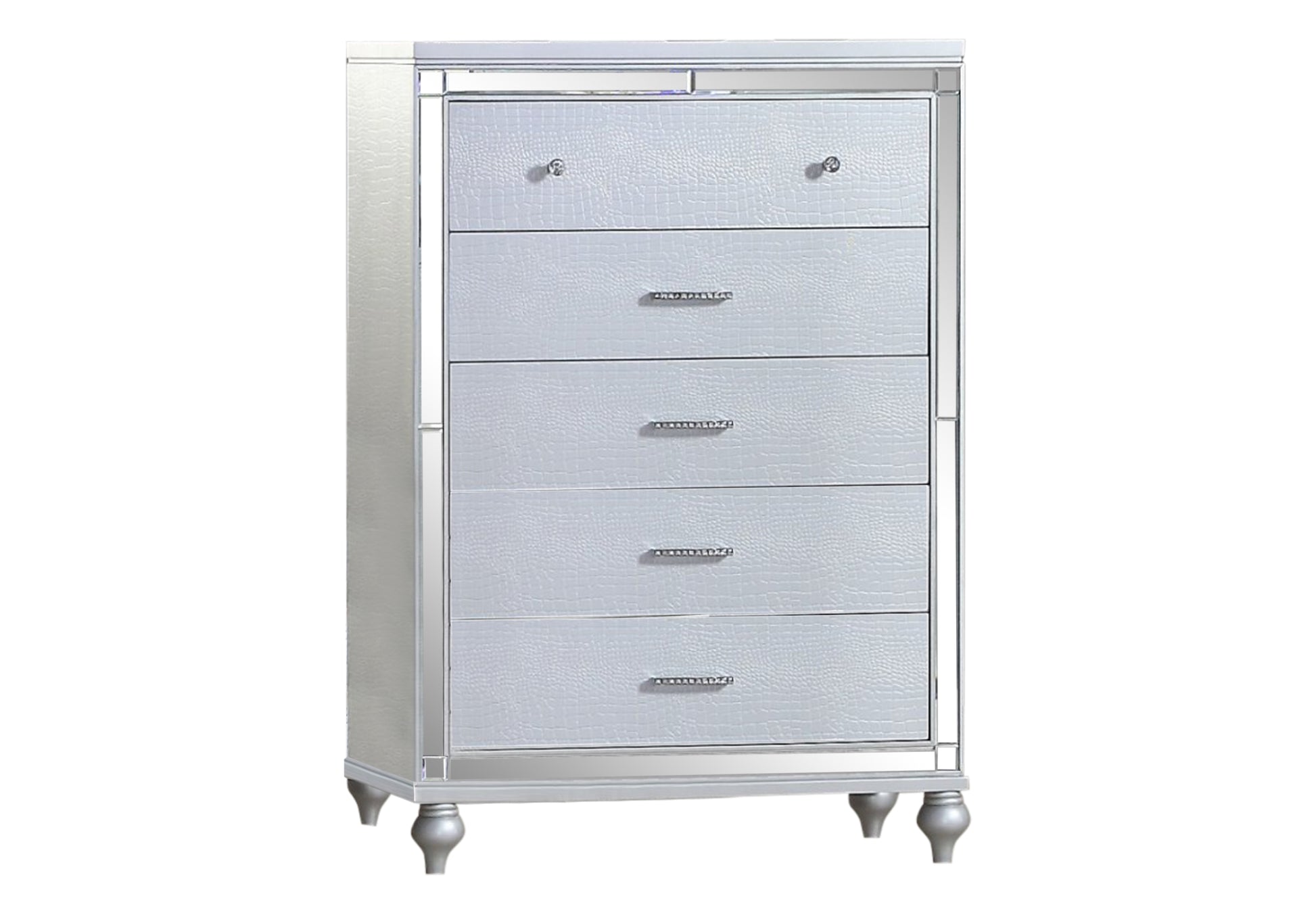 Sterling Queen 5 Pc Led Bedroom Set Made With Wood In White Color Queen White Wood 5 Piece Set Bedroom Bed Included,Chest Included,Dresser Included,Mirror Included,Nightstand Included Contemporary,Modern Solid Wood Mdf Built In Lighting Wood
