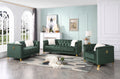 Tufted Upholstery Loveseat Finished In Velvet Fabric In Green Green Velvet Wood Primary Living Space Soft Cushion Back Modern Foam Wood