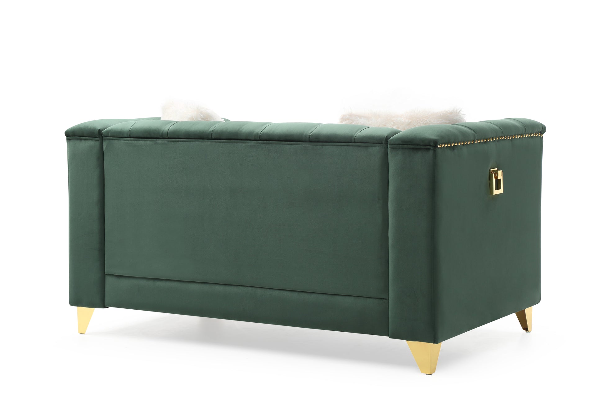 Tufted Upholstery Loveseat Finished In Velvet Fabric In Green Green Velvet Wood Primary Living Space Soft Cushion Back Modern Foam Wood