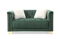 Tufted Upholstery 3Pc Living Room Set Finished In Velvet Fabric In Green Green Velvet Wood Primary Living Space Soft Cushion Back Modern Wood 6 Seat