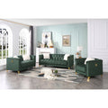 Tufted Upholstery 3Pc Living Room Set Finished In Velvet Fabric In Green Green Velvet Wood Primary Living Space Soft Cushion Back Modern Wood 6 Seat