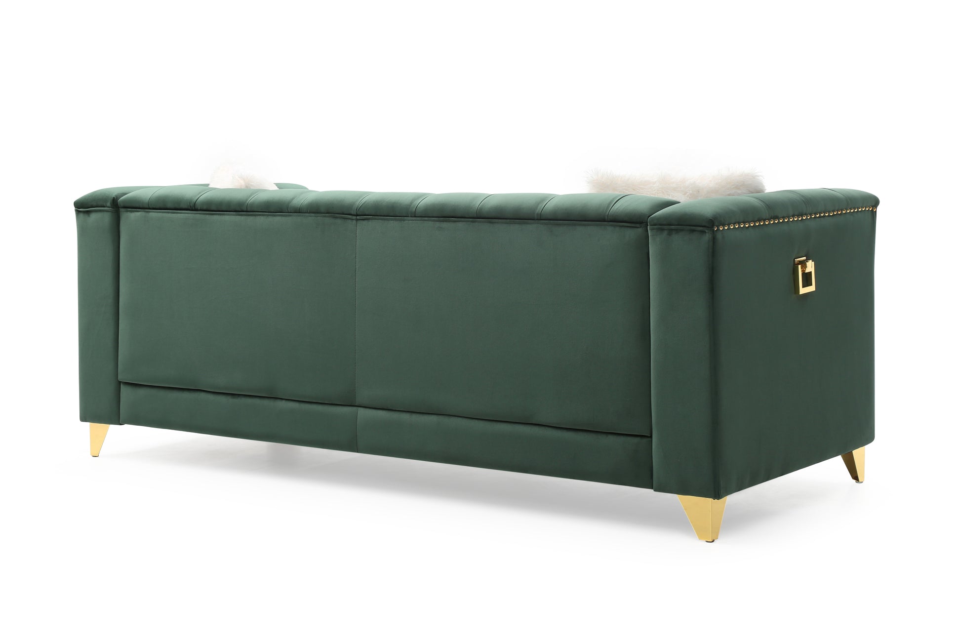 Russell Tufted Upholstery Sofa Finished In Velvet Fabric In Green Green Velvet Wood Primary Living Space Soft Tufted Back Modern Solid Wood Mdf