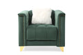 Tufted Upholstery 3Pc Living Room Set Finished In Velvet Fabric In Green Green Velvet Wood Primary Living Space Soft Cushion Back Modern Wood 6 Seat