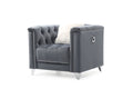 Tufted Upholstery 3 Pc Living Room Set Finished In Velvet Fabric In Gray Gray Solid Wood 6 Seat