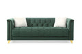 Russell Tufted Upholstery Sofa Finished In Velvet Fabric In Green Green Velvet Wood Primary Living Space Soft Tufted Back Modern Solid Wood Mdf