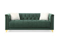 Tufted Upholstery 3Pc Living Room Set Finished In Velvet Fabric In Green Green Velvet Wood Primary Living Space Soft Cushion Back Modern Wood 6 Seat