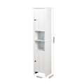 Bathroom Floor Storage Cabinet With 2 Doors Living Room Wooden Cabinet With 6 Shelves 15.75 X 11.81 X 66.93 Inch White Mdf