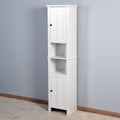 Bathroom Floor Storage Cabinet With 2 Doors Living Room Wooden Cabinet With 6 Shelves 15.75 X 11.81 X 66.93 Inch White Mdf