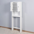 Bathroom Wooden Storage Cabinet Over The Toilet Space Saver With A Adjustable Shelf 23.62X7.72X67.32 Inch White Mdf