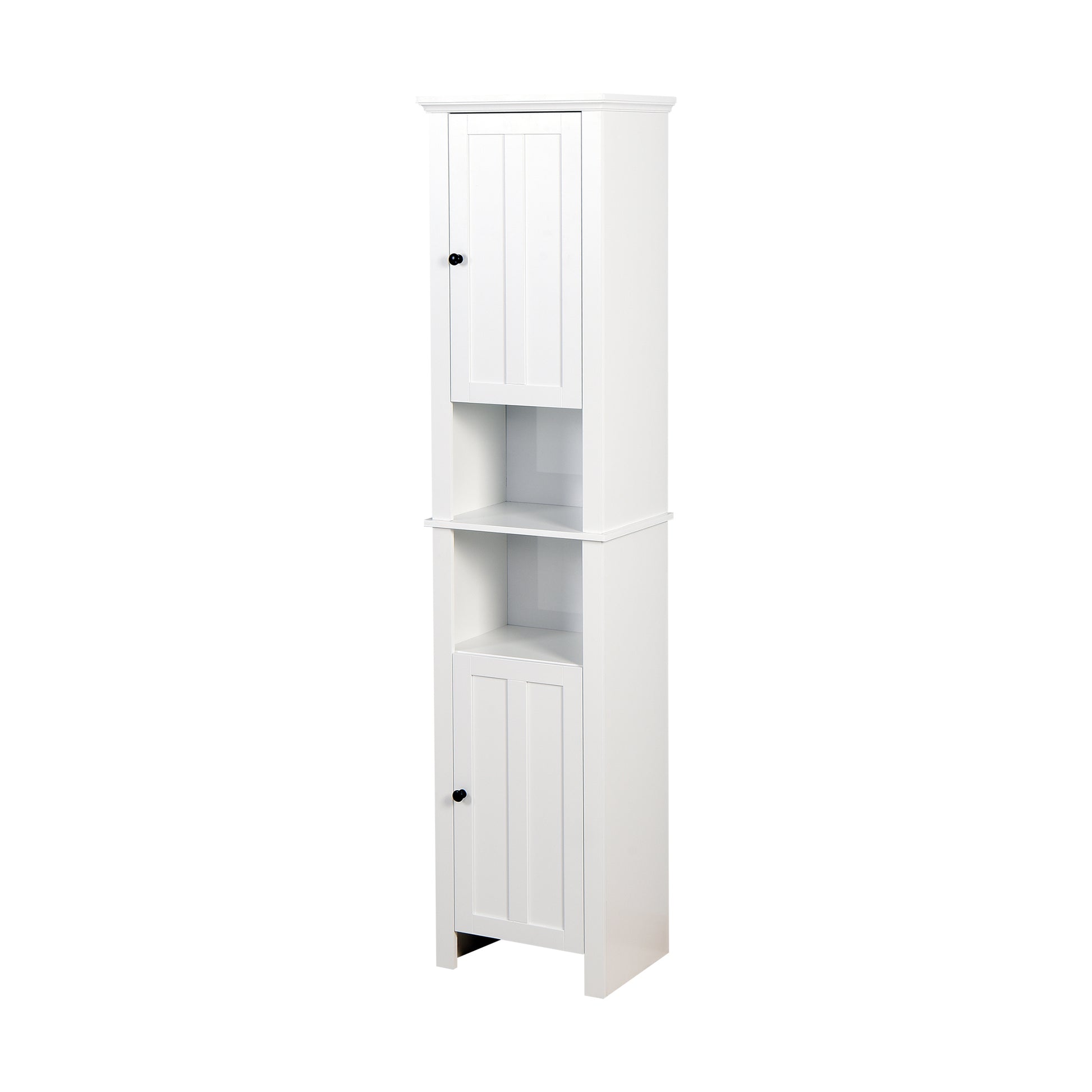 Bathroom Floor Storage Cabinet With 2 Doors Living Room Wooden Cabinet With 6 Shelves 15.75 X 11.81 X 66.93 Inch White Mdf