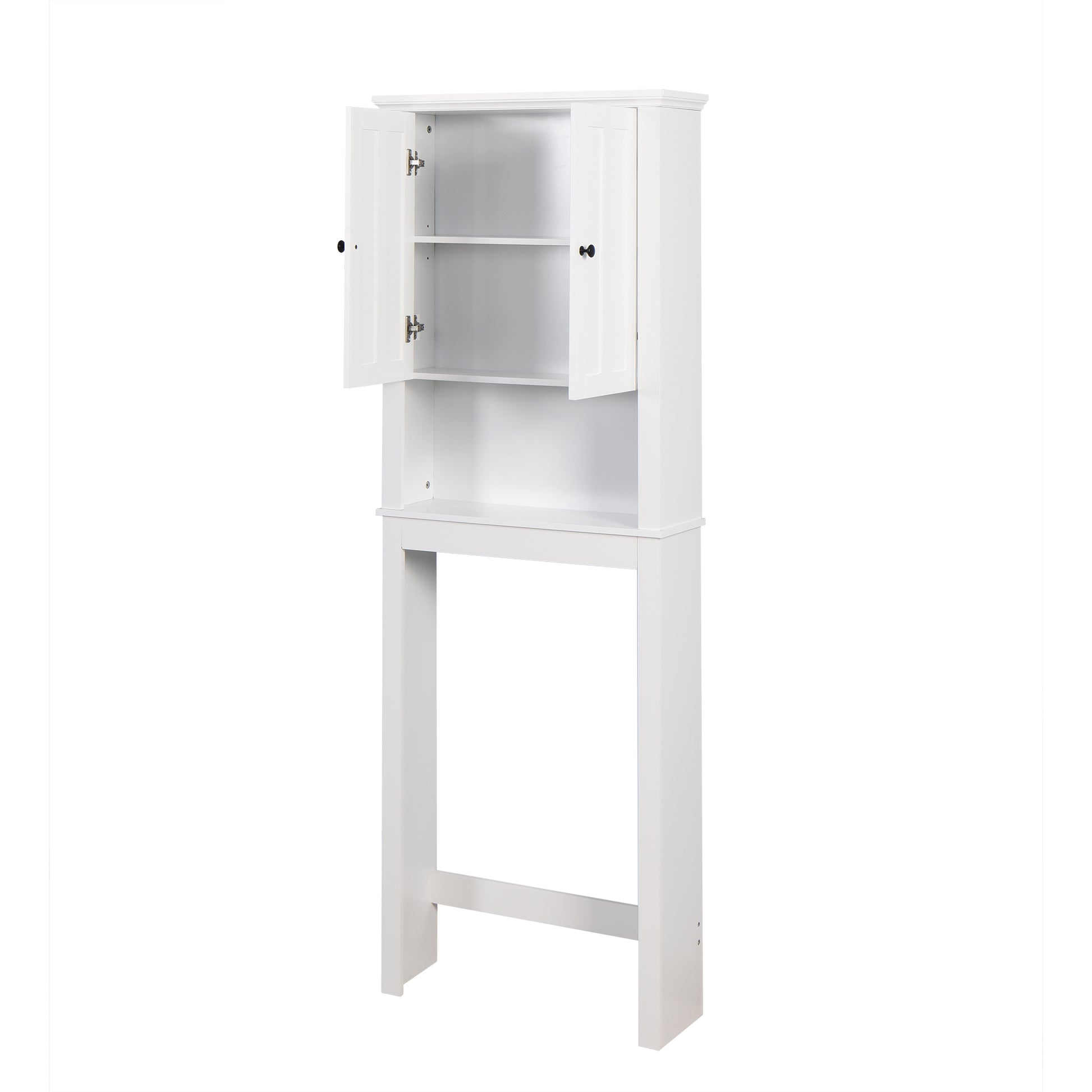 Bathroom Wooden Storage Cabinet Over The Toilet Space Saver With A Adjustable Shelf 23.62X7.72X67.32 Inch White Mdf