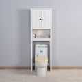 Bathroom Wooden Storage Cabinet Over The Toilet Space Saver With A Adjustable Shelf 23.62X7.72X67.32 Inch White Mdf