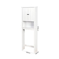 Bathroom Wooden Storage Cabinet Over The Toilet Space Saver With A Adjustable Shelf 23.62X7.72X67.32 Inch White Mdf