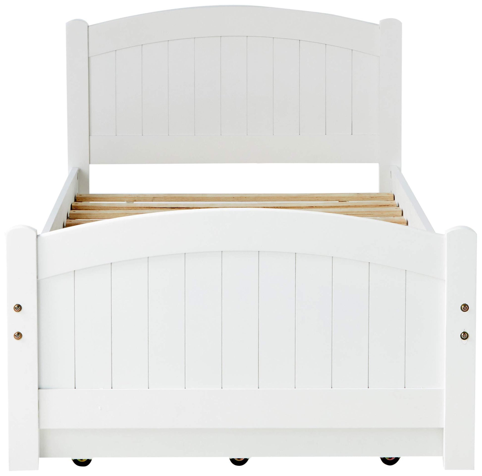 Twin Size Bed W Trundle Slats White Pine Plywood Kids Youth Bedroom Furniture White White Bedroom Contemporary,Modern,Transitional Pine Plywood