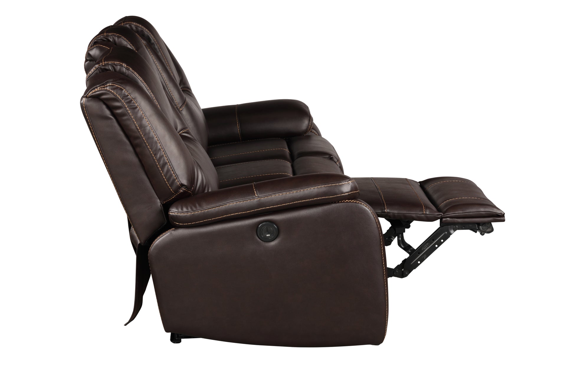 Hong Kong Power Reclining Loveseat Made With Faux Leather In Brown Brown Faux Leather Wood Primary Living Space Medium Soft Cushion Back Modern Solid Wood Mdf Wood