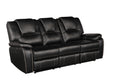 Hong Kong Power Reclining Sofa Made With Faux Leather In Black Black Faux Leather Wood Primary Living Space Medium Soft Cushion Back Modern Solid Wood Mdf Wood 3 Seat