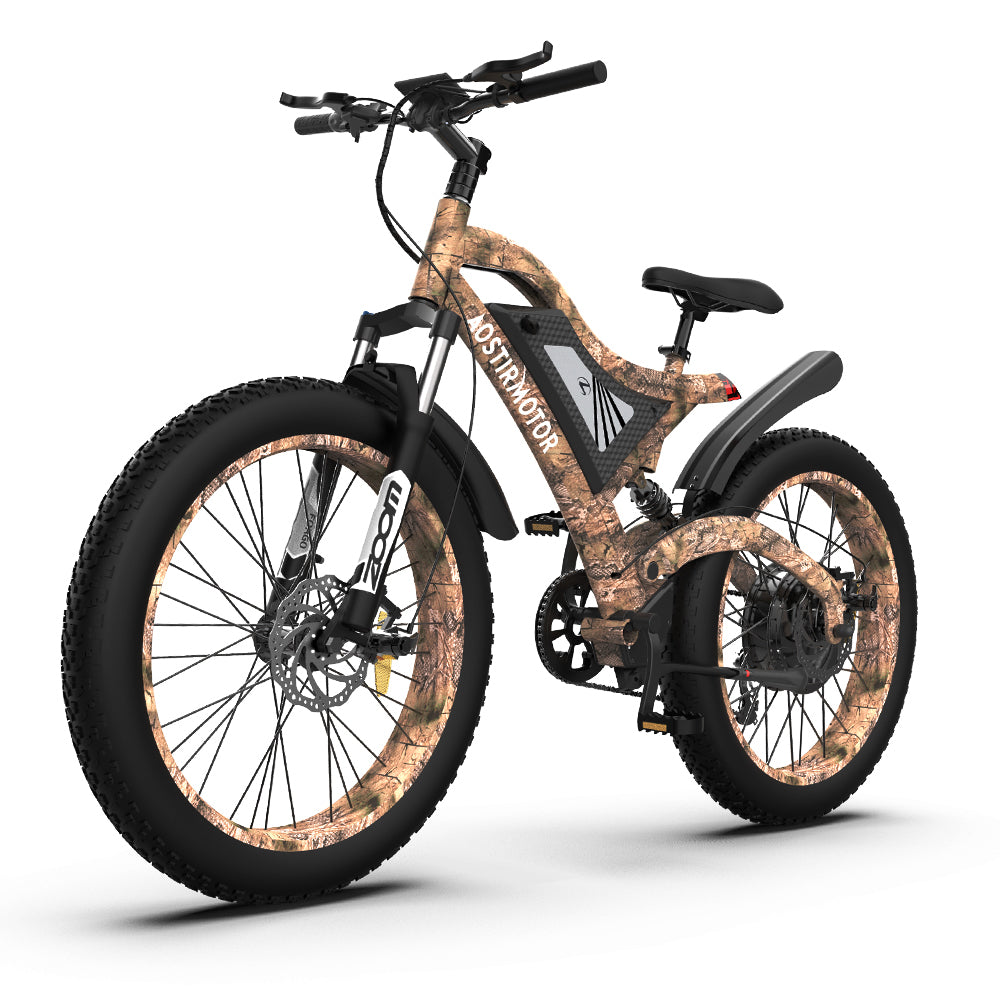 Aostirmotor S18 1500W 26" 1500W Electric Bike Fat Tire 48V 15Ah Removable Lithium Battery Mountain Bicycle Shimanos Bicycle Full Suspension Mtb Bikes For Adults Cycling Brown Garden & Outdoor Aluminium