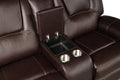 Hong Kong Power Reclining Loveseat Made With Faux Leather In Brown Brown Faux Leather Wood Primary Living Space Medium Soft Cushion Back Modern Solid Wood Mdf Wood