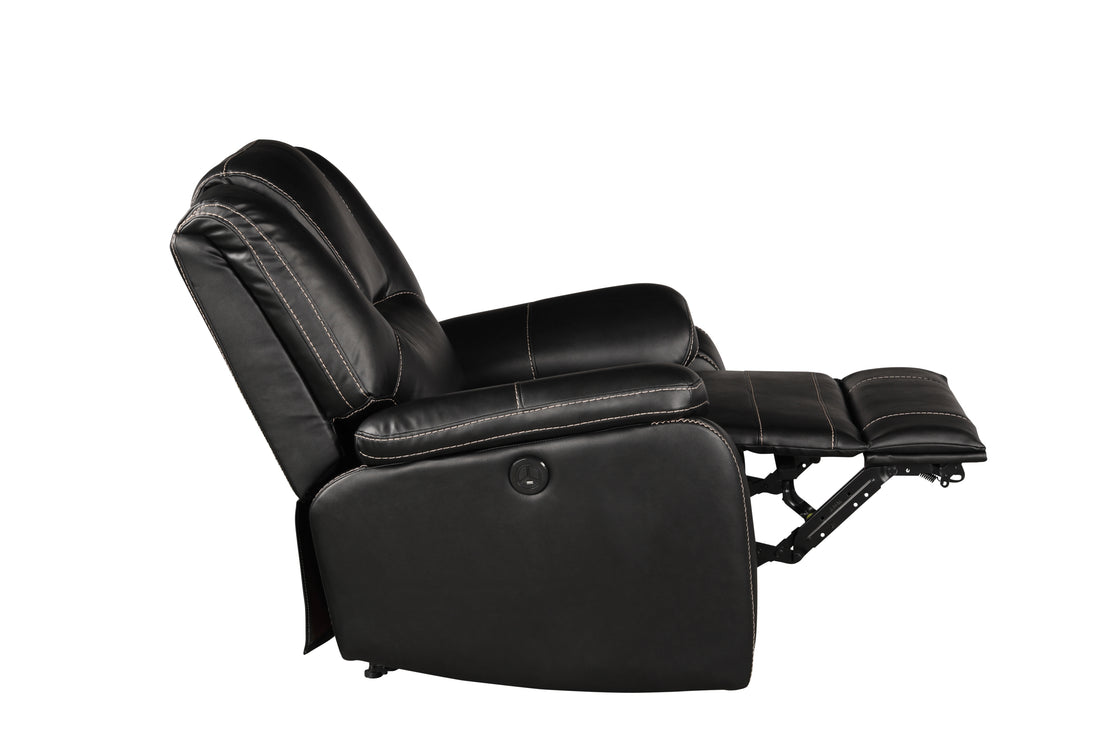 Hong Kong Power Reclining Chair Made With Faux Leather In Black Black Primary Living Space Contemporary,Modern Solid Wood Mdf Wood