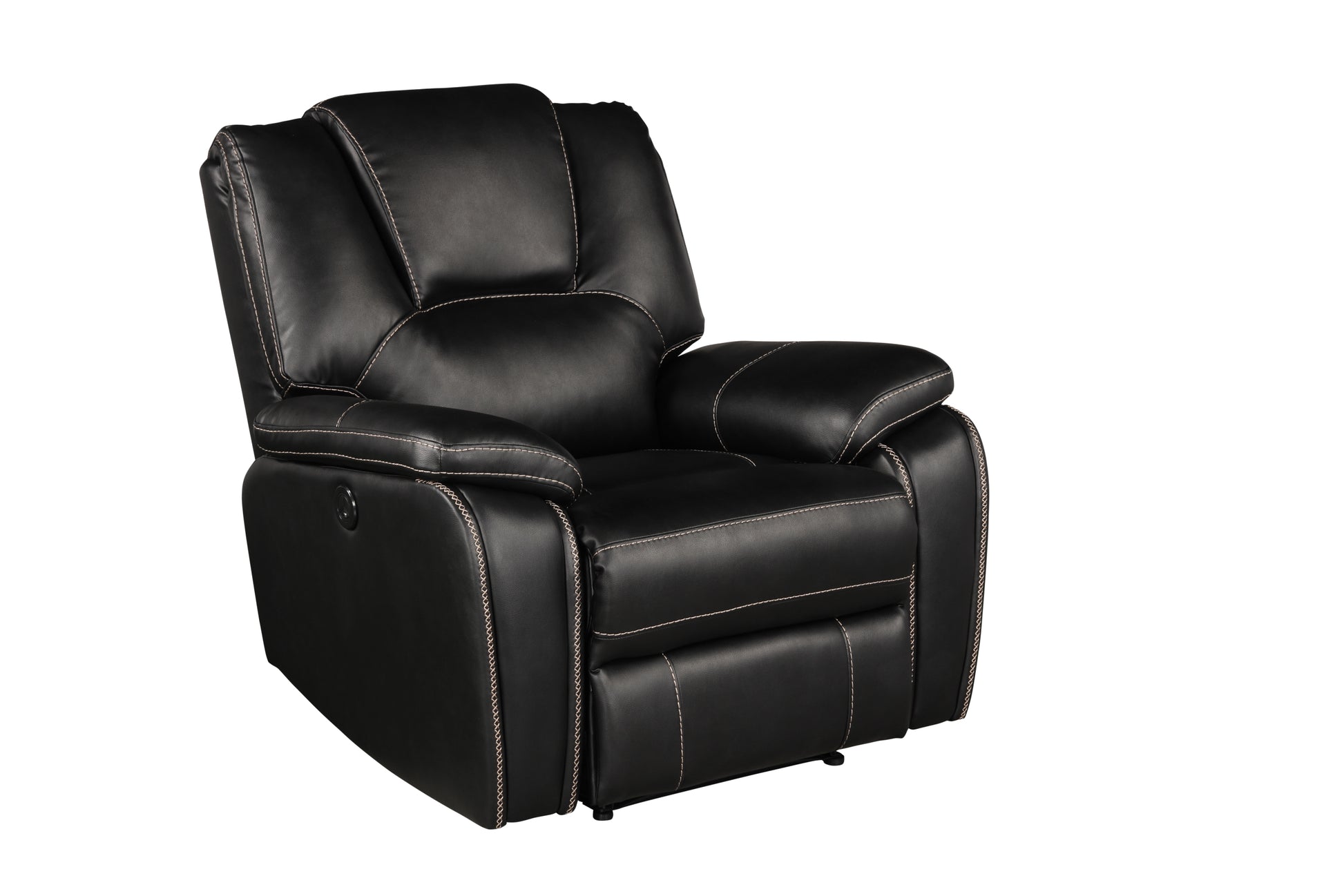 Hong Kong Power Reclining Chair Made With Faux Leather In Black Black Primary Living Space Contemporary,Modern Solid Wood Mdf Wood