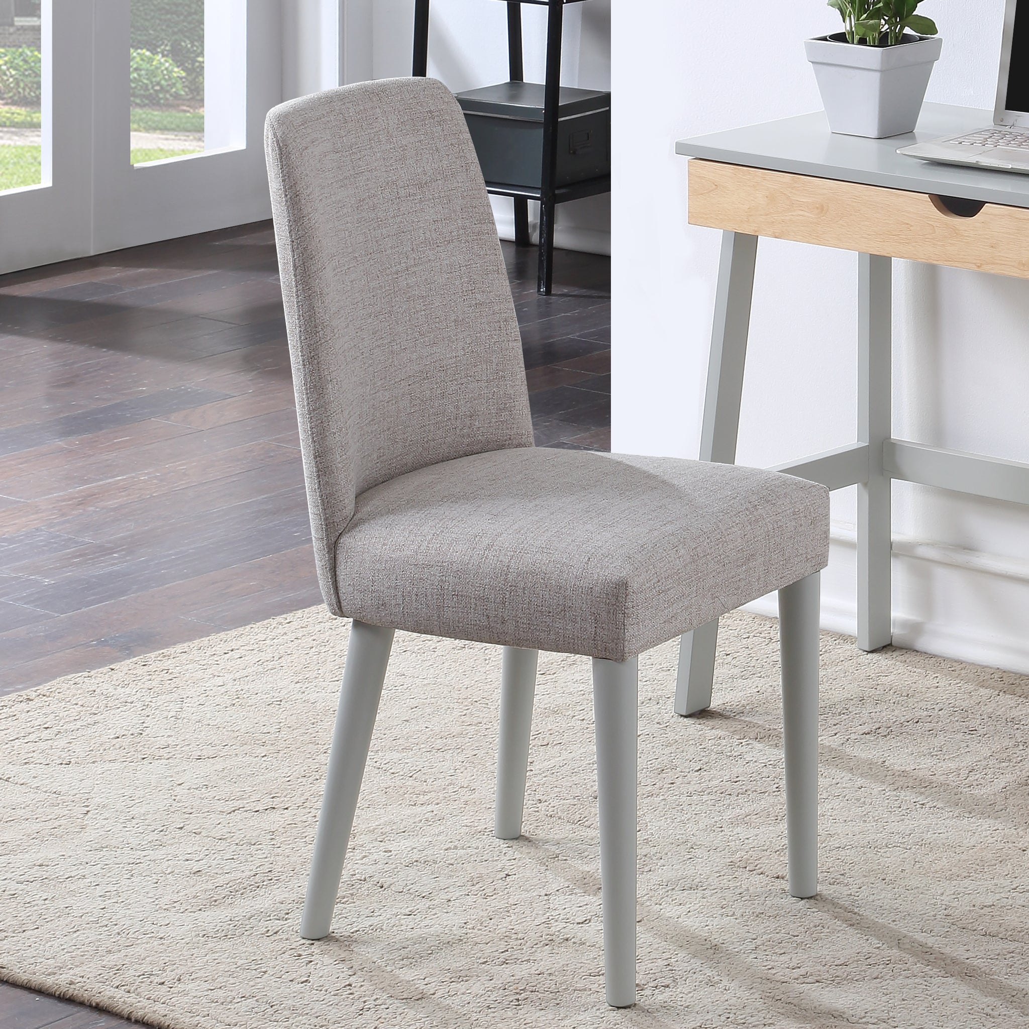 Taylor Chair With Gray Legs And Gray Fabric Gray Solid Wood