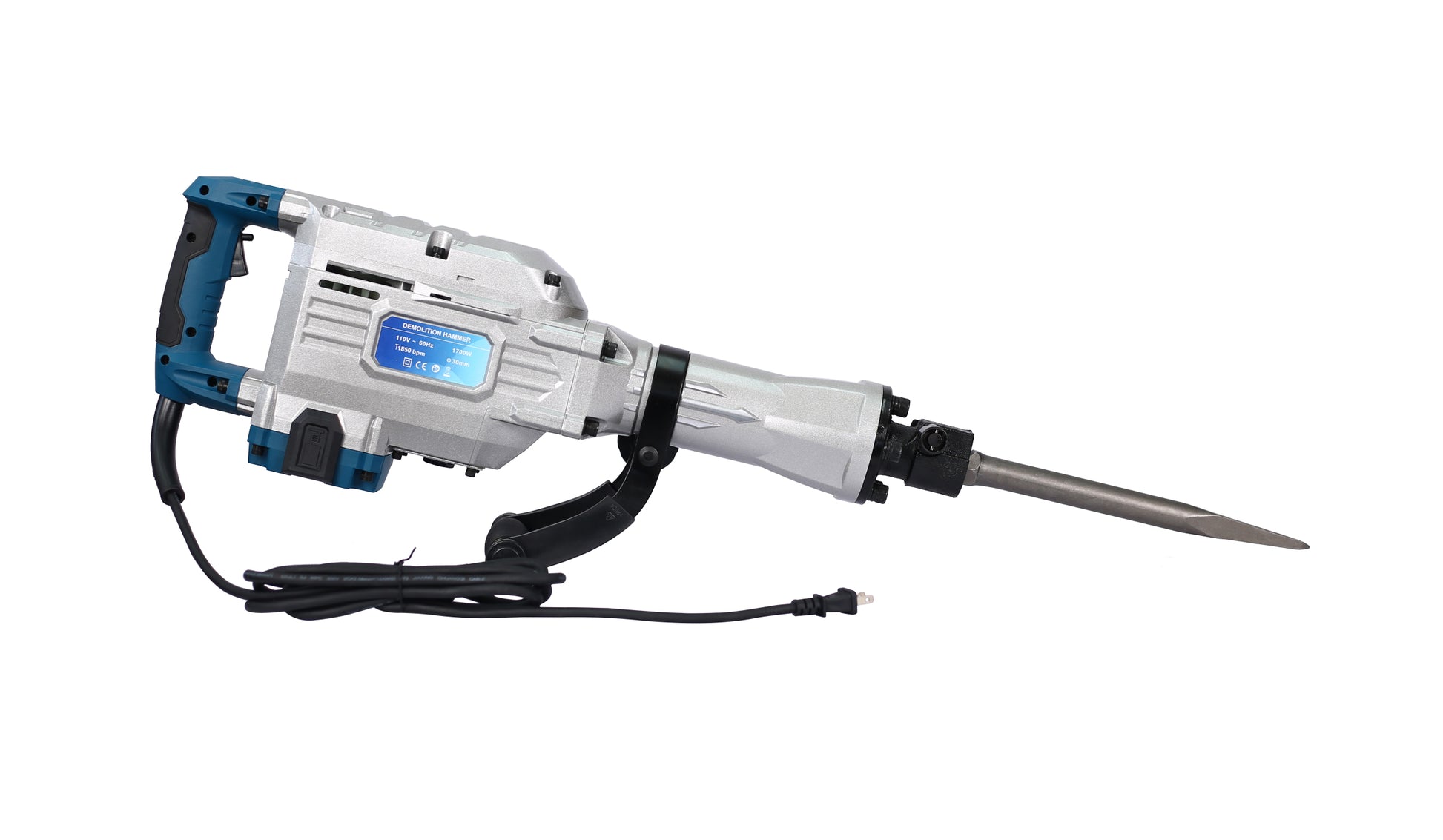 1700W 1850 Bpm Electric Demolition Jack Hammer 1 1 8 Inch Sds Hex Heavy Duty Concrete Pavement Breaker Drills Kit Silver Aluminium
