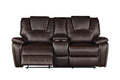 Hong Kong Power Reclining Loveseat Made With Faux Leather In Brown Brown Faux Leather Wood Primary Living Space Medium Soft Cushion Back Modern Solid Wood Mdf Wood