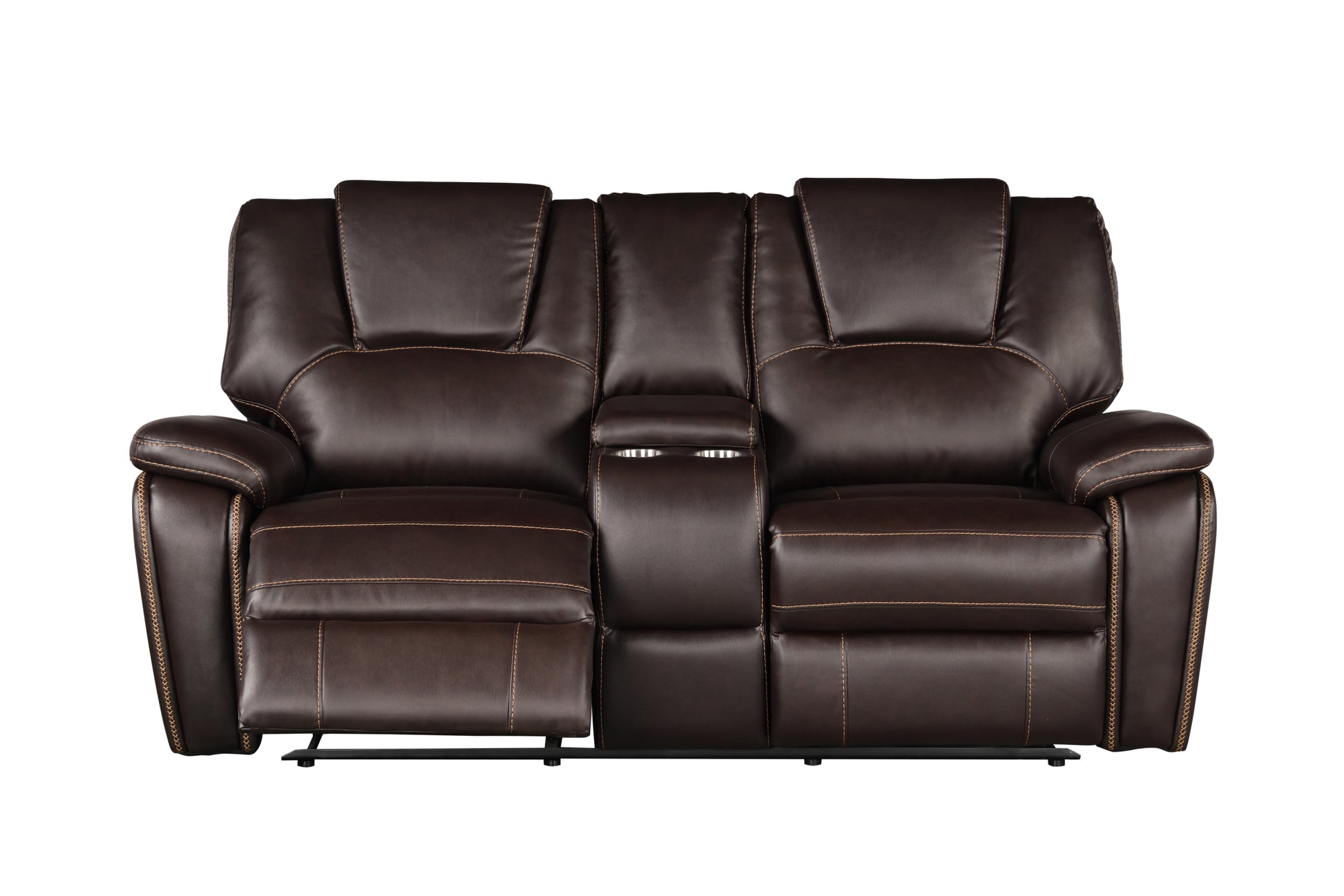 Hong Kong 3 Piece Power Reclining Sofa Set Made With Faux Leather In Brown Brown Faux Leather Metal Primary Living Space Medium Soft Contemporary,Modern Solid Wood Mdf Faux Leather 6 Seat