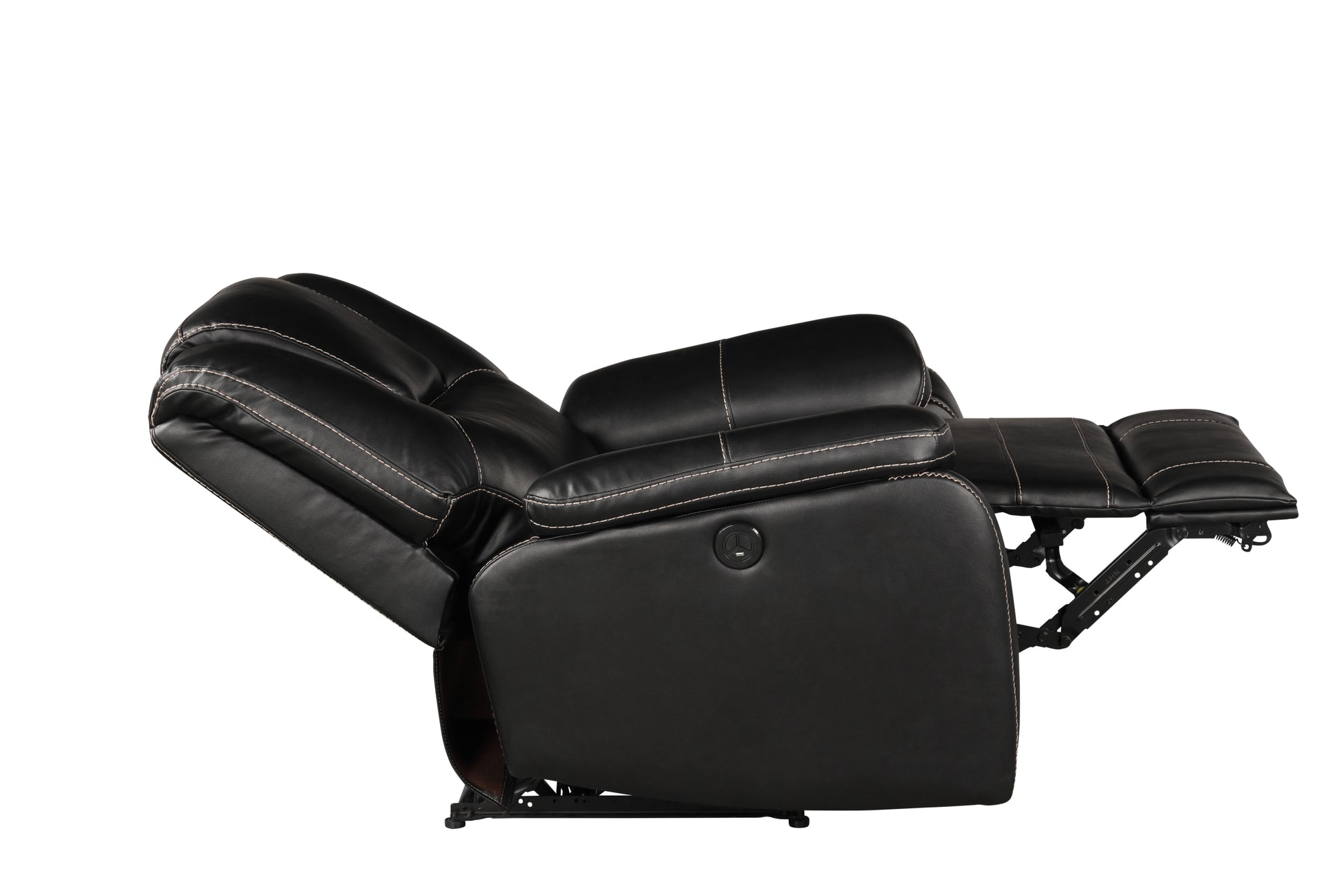 Hong Kong Power Reclining Chair Made With Faux Leather In Black Black Primary Living Space Contemporary,Modern Solid Wood Mdf Wood