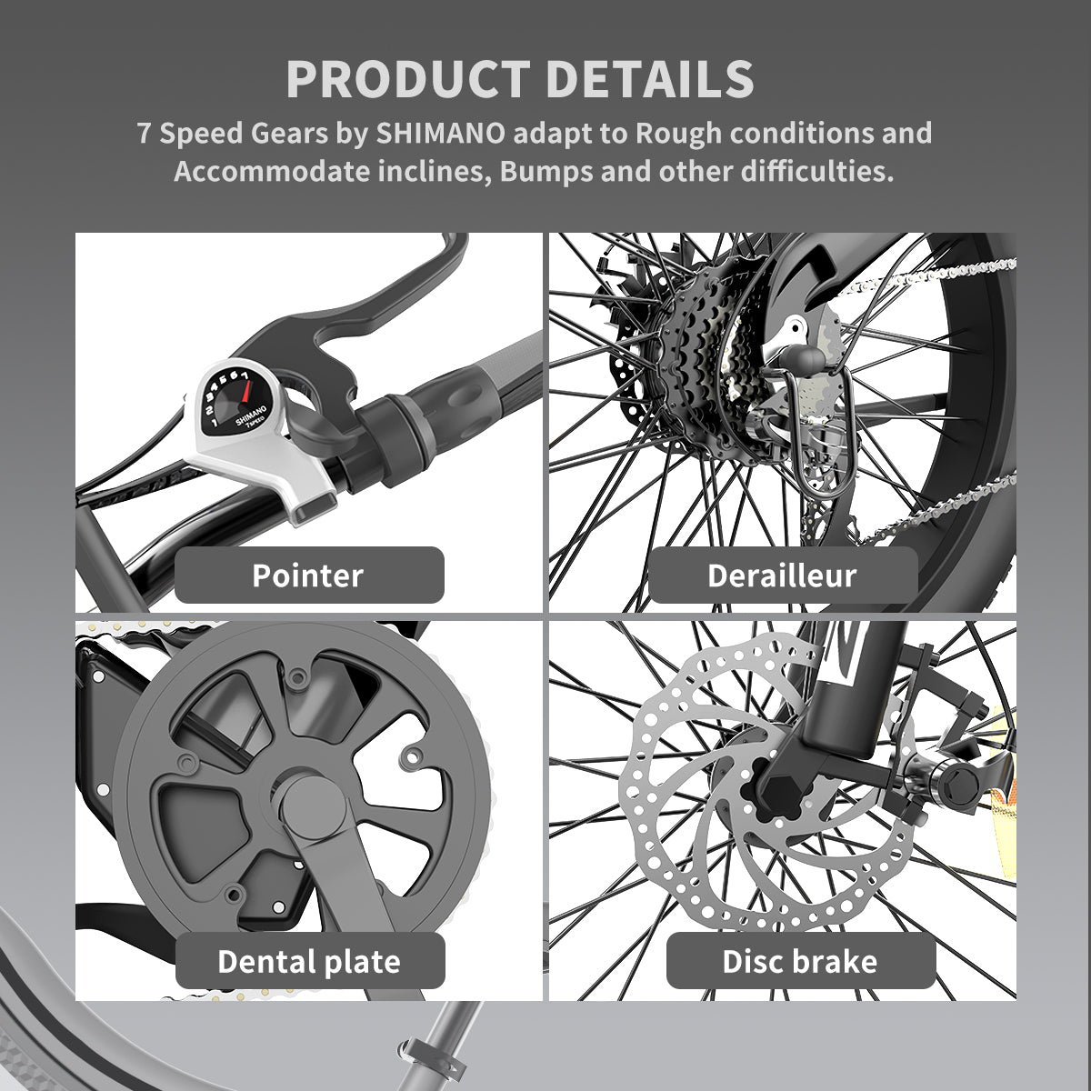 Aostirmotor S18 26" 750W Electric Bike Fat Tire 48V 15Ah Removable Lithium Battery For Adults Black Aluminium